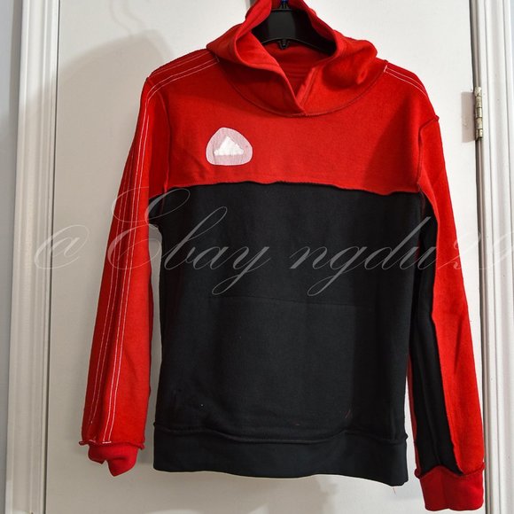 Adidas Boys' Youth Pullover Fleece Hoodie RED/BLACK - Picture 6 of 6